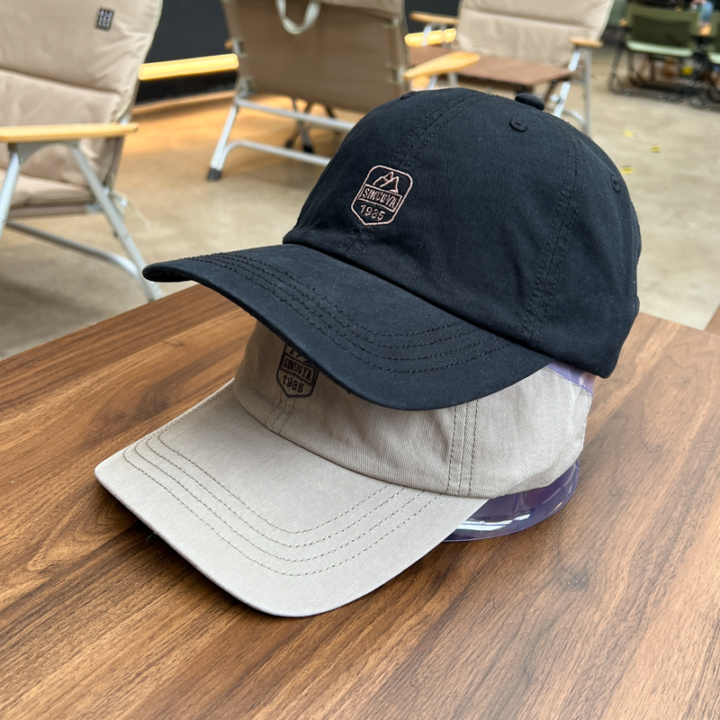 美式简约四季款字母刺绣棒球帽女百搭宽檐大头情侣款软顶鸭舌帽男