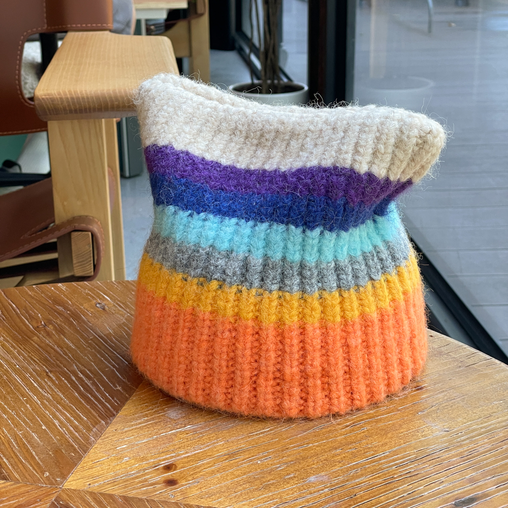 可爱护耳彩虹猫耳朵毛绒针织帽子女秋冬季保暖套头毛线帽2025潮帽