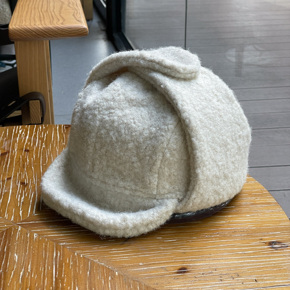 秋冬款毛呢护耳雷锋帽子男女保暖骑车可戴头盔内胆滑雪飞行帽女