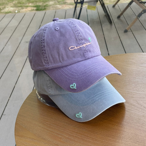 美式大头紫色软顶棒球帽子男女