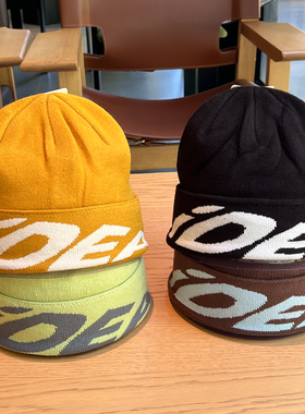 上镜百搭秋冬新款针织帽男堆堆帽慵懒风黄色包头冷帽街舞毛线帽女