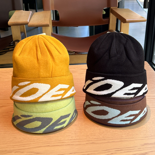 上镜百搭秋冬新款 针织帽男堆堆帽慵懒风黄色包头冷帽街舞毛线帽女