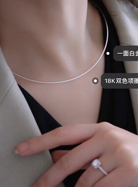 意大利轻奢项圈18k金蛇骨双色AB版百搭素圈细版项链 锁骨