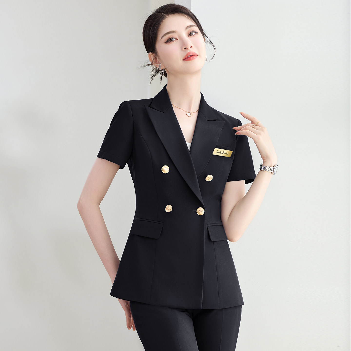 短袖西装套装女夏季薄款2026新款气质通勤工装职业经理工作服西服