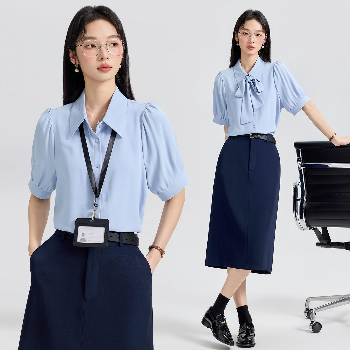 短袖衬衫女2026夏季新款职场雪纺正装上衣职业穿搭面试高级感衬衣
