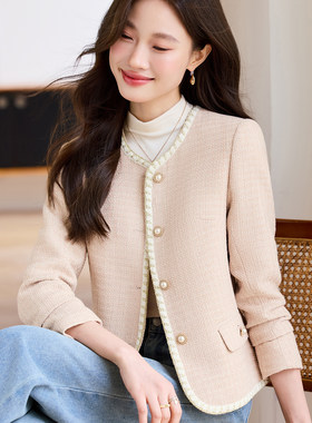 短款小香风外套女2026新款高级感气质女神范时尚圆领西服百搭上衣