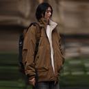 Nobobodyknows日系复古防风户外保暖内里羊羔毛棉服工装立领外套