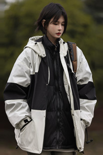 Nobodyknows冬季三合一冲锋衣外套棉服女潮白鸭绒可拆卸羽绒服男