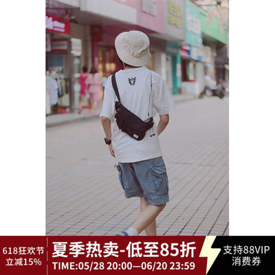 黑色户外腰包纯色潮流休闲机能