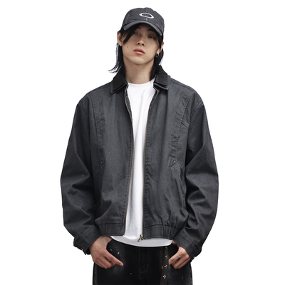 美式复古做铆钉装饰夹克