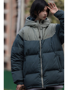 复古高街外套 拼色棉服女美式 Nobodyknows潮牌冬季 国潮面包服男款