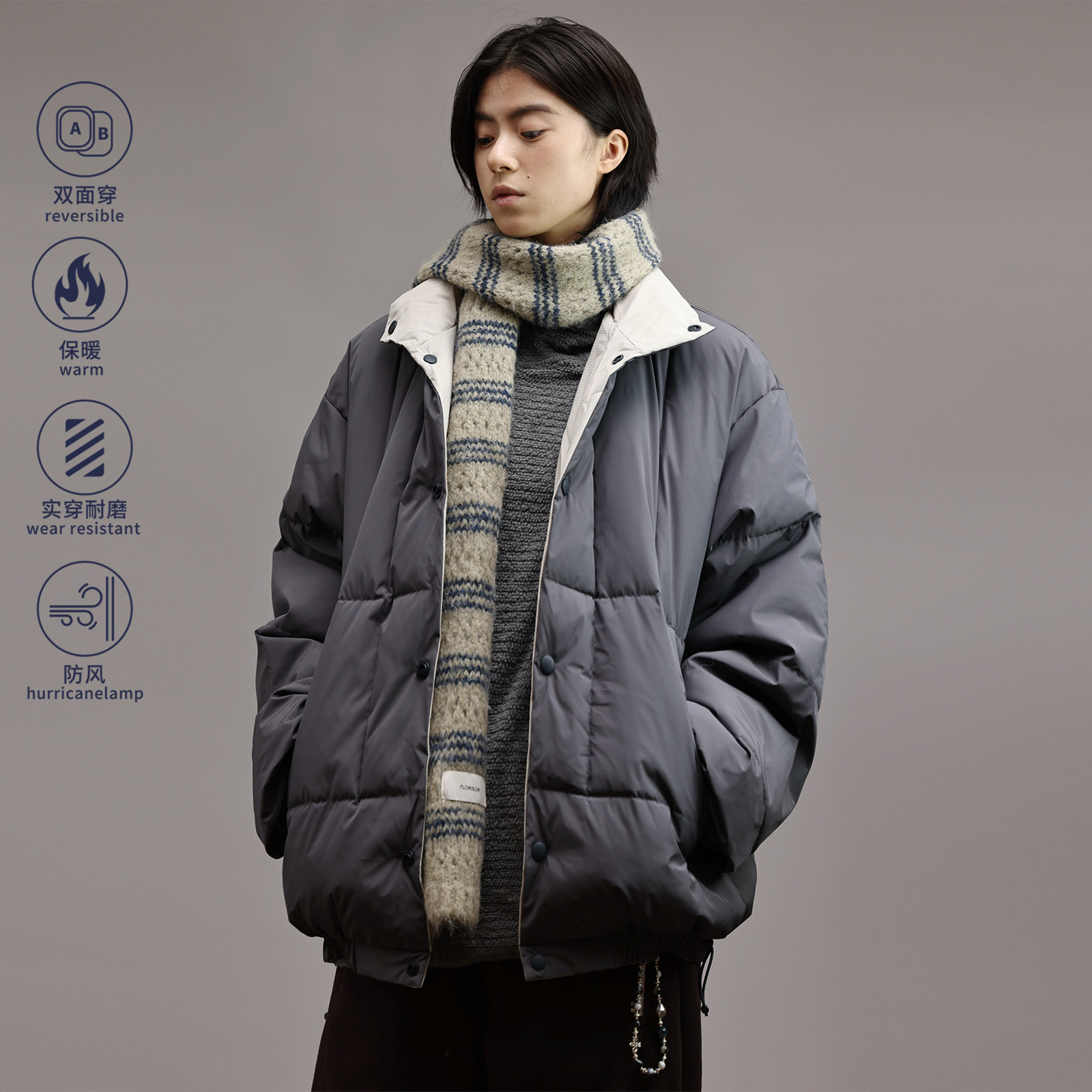 Nobodyknows立领两面穿棉服男女冬季宽松加厚面包服防风棉衣外套,男装,棉衣,淘宝优惠券,粉丝福利购,淘宝优惠卷