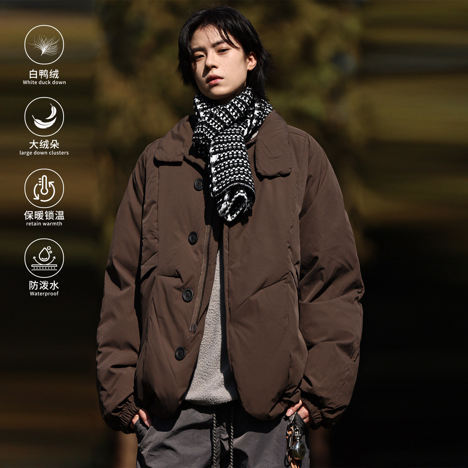 Nobodyknows冬季户外复古立体裁剪羽绒服白鸭绒保暖宽松加厚外套,男装,羽绒服,淘宝优惠券,粉丝福利购,淘宝优惠卷