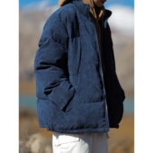 Nobodyknows 冬季 日系灯芯绒质感加厚保暖立领棉服男女宽松潮外套