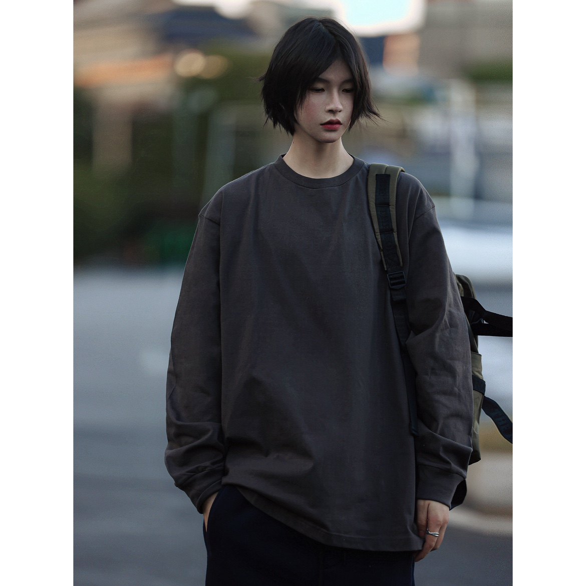 Nobodyknows基础日系纯棉宽松长袖圆领T恤街头中性百搭男女打底衫,男装,T恤,淘宝优惠券,粉丝福利购,淘宝优惠卷