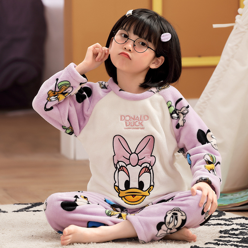 海绵宝宝儿童睡衣女孩秋冬季珊瑚