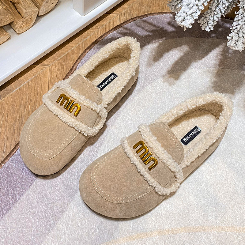 平底勃肯鞋女秋冬加绒毛毛鞋女2024新款棉鞋女外穿豆豆鞋大码女鞋,女鞋,浅口单鞋,淘宝优惠券,粉丝福利购,淘宝优惠卷