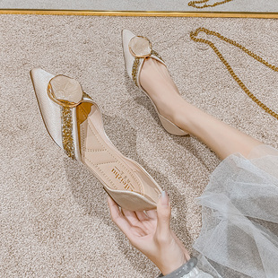 43潮 大码 小香风尖头单鞋 女2024年新款 瓢鞋 平底鞋 女鞋 夏款 爆款