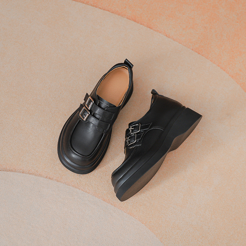 粗跟小皮鞋英伦舒适柔软乐福鞋