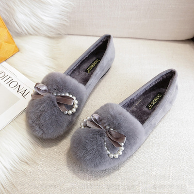 平底兔毛毛鞋女秋冬季