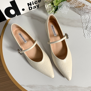 增高34小码女鞋313233法式玛丽珍气质尖头平底单鞋女2025新款春秋