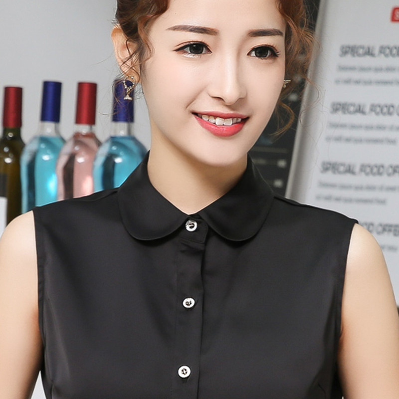 缎面长款百搭马甲背心装饰假领子