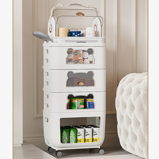 婴儿用品纸尿裤 收纳柜床边奶粉置物架喂养台储物小推车奶瓶收纳架
