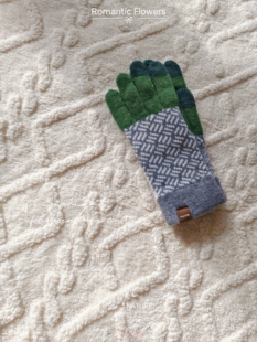 加绒开车骑行森女学生 日系撞色格子触屏保暖手套女秋冬季 18元 包邮