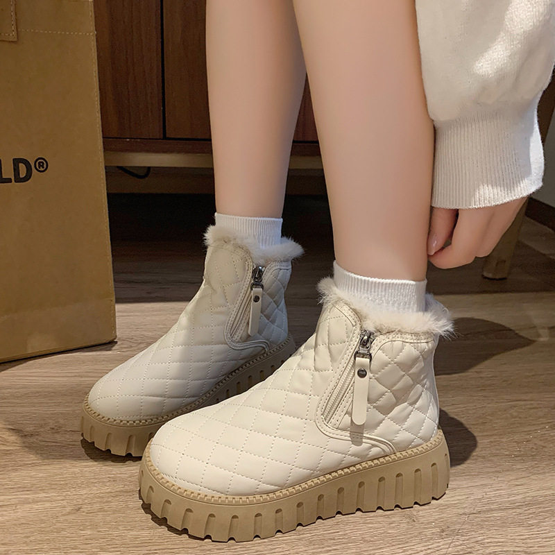 加绒高帮雪地靴女2026冬季新款学生ins韩版保暖休闲厚底棉鞋百搭