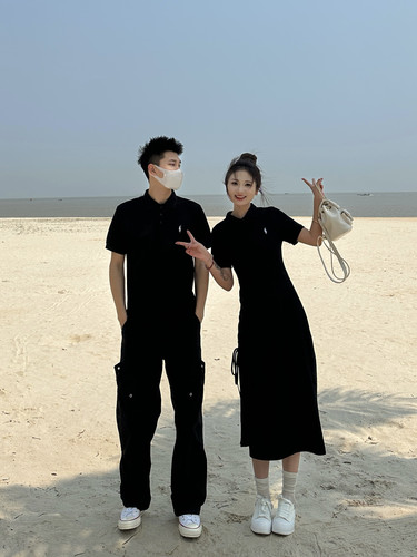 3KU夫妇夏季情侣polo衫短袖男女polo裙连衣裙长裙上衣简约百搭潮