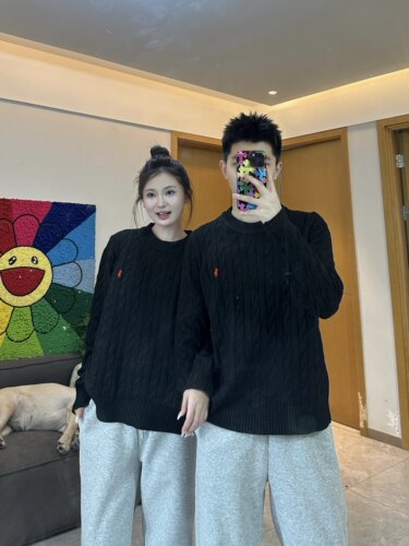 3KU夫妇秋冬新款简约圆领针织衫套头毛衣男女情侣百搭保暖上衣潮