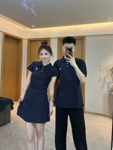 3KU夫妇夏季新款一衣一裙polo衫短袖T恤情侣装女连衣裙短裙A字裙
