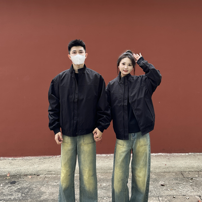 3KU夫妇春秋简约纯色celanfit薄款立领夹克外套男女情侣户外百搭