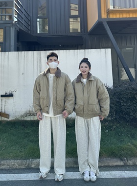 3KU夫妇冬季新款复古羊羔毛棉衣外套加厚保暖男女同款棉服百搭潮