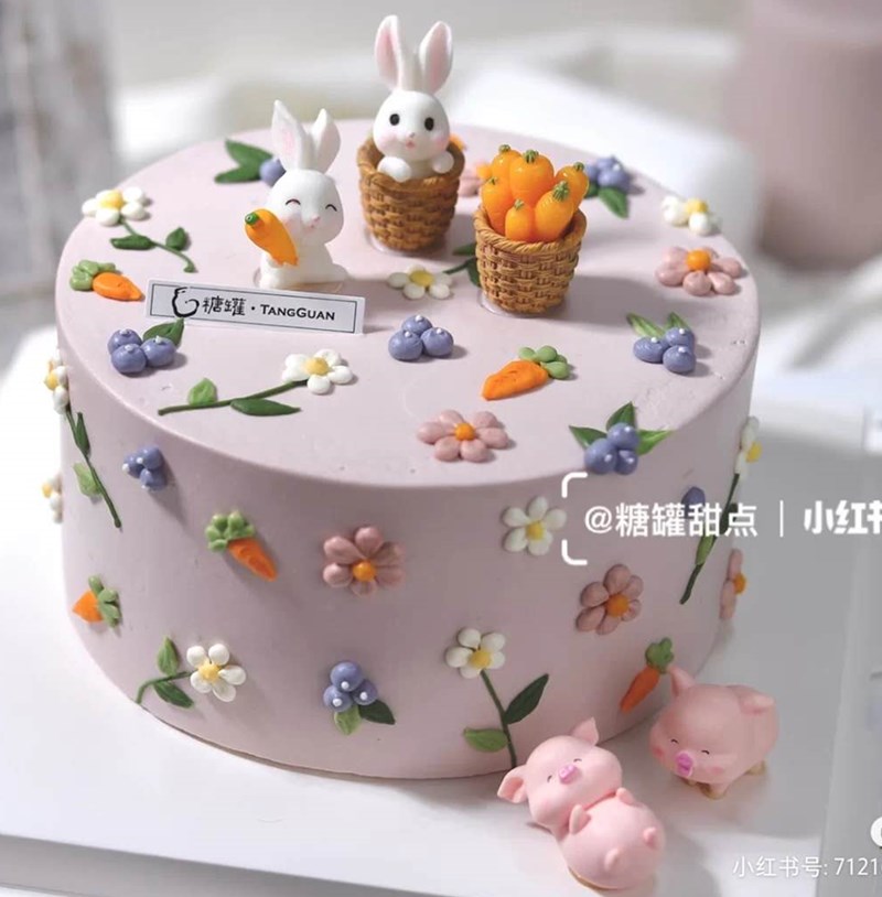 烘焙小兔子玩偶生日插牌蛋糕装饰