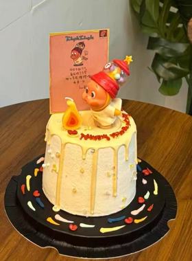 蜡烛星星人卡通蛋糕装饰摆件可爱吹泡泡星星人摆件白色数字蜡烛