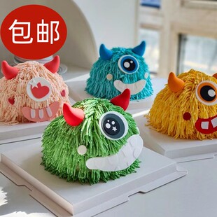 万圣节恶魔怪兽小丑犄角眼睛嘴巴蛋糕甜品台派对装饰摆件插牌插件
