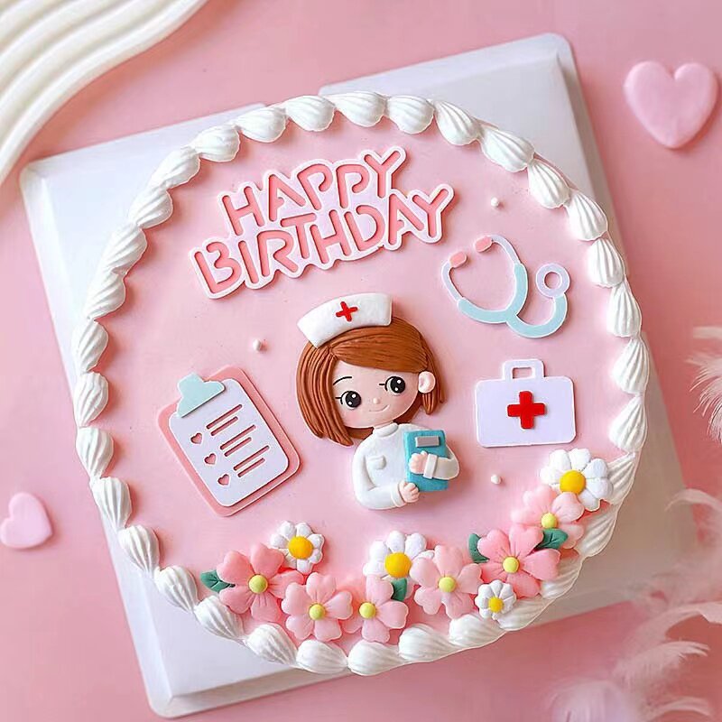 护士节烘焙蛋糕装饰 512医师节女护士针筒美丽白衣天使插牌插件
