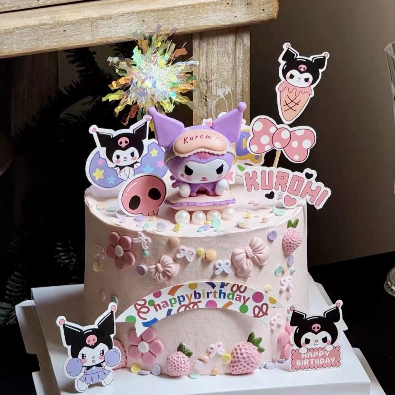 网红睡衣美乐蒂蛋糕装饰摆件卡通库洛米插牌女孩生日甜品烘焙装扮