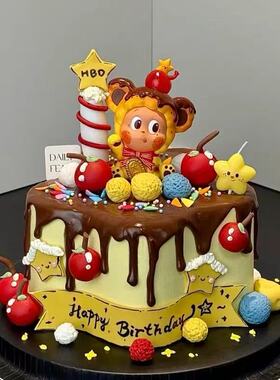 布吉星星人蛋糕装饰摆件可爱吹泡泡星星人摆件白色数字蜡烛