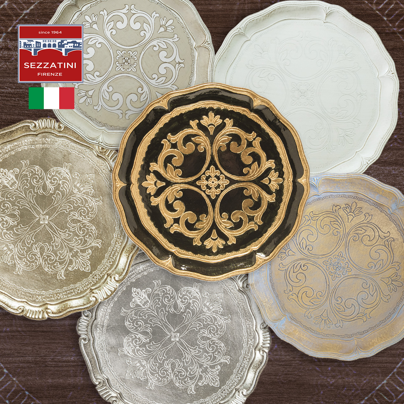 木制托盘托金箔复古意大利托盘