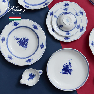 Herend海兰德赫伦匈牙利进口蓝色釉中彩餐具微波炉洗碗机可用
