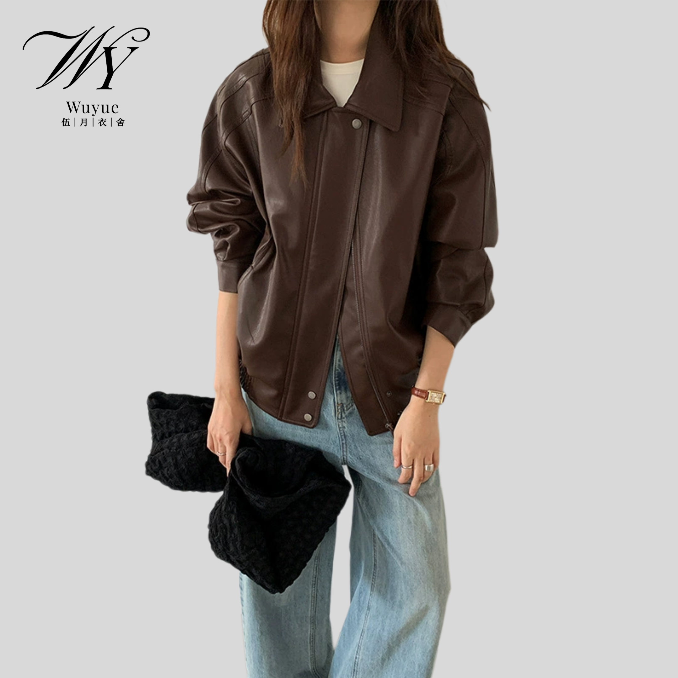 伍月themind感pu皮衣夹克2025秋冬新款韩版时尚小个子外套女a9079