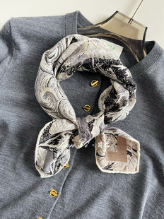 百搭提花真丝羊毛65cm方巾秋冬保暖披肩围巾 经典 梵高与coco