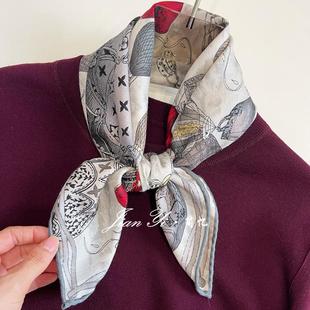 优雅温柔雅致提花真丝羊毛65cm方巾秋冬保暖披肩围巾 气球