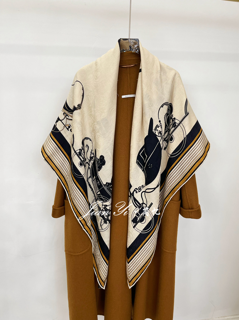 【藏书章】高奢经典百搭提花真丝羊毛130大方巾空调披肩围巾推荐