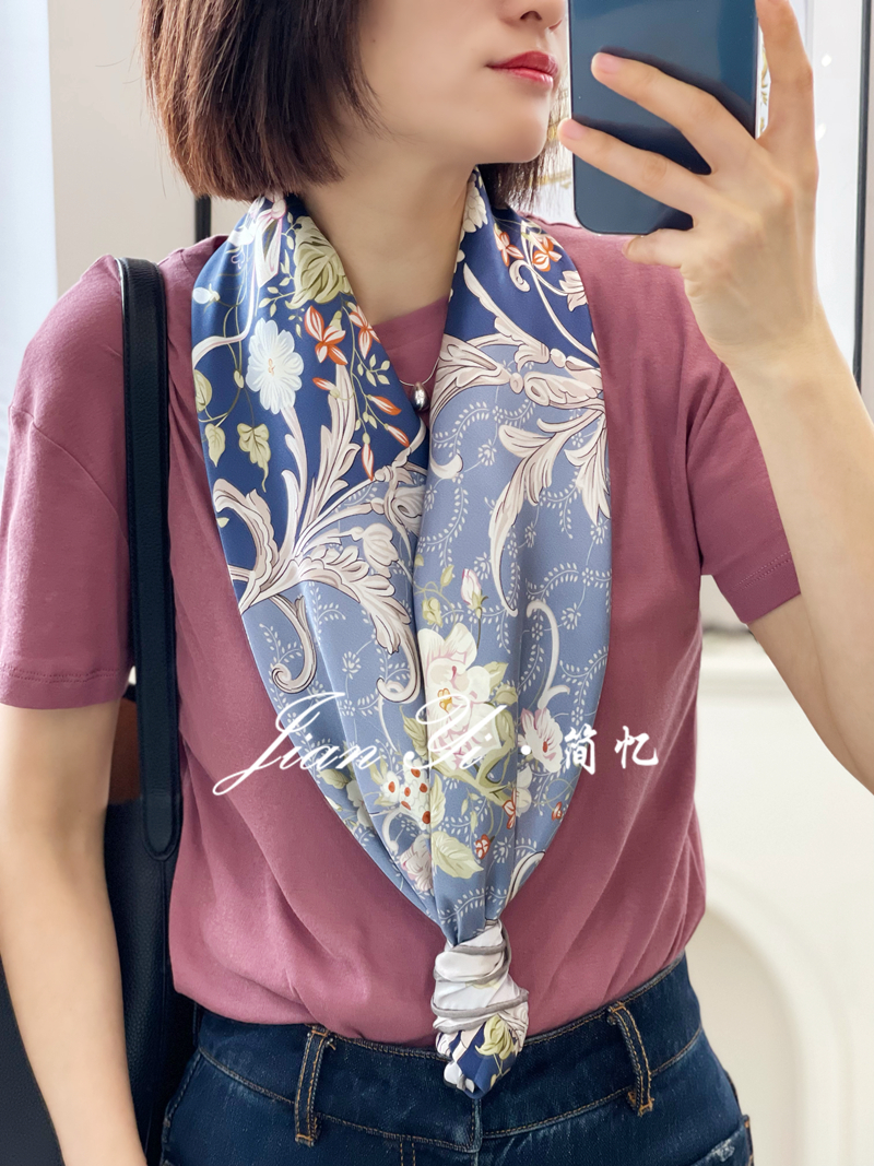 【花都巴黎】高贵典雅双面缎重磅真丝桑蚕丝大方巾105cm丝巾23姆