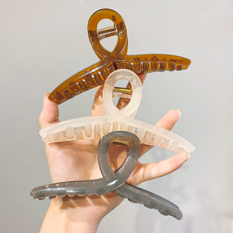 韩式亚克力大号盘发抓夹优雅果冻鲨鱼夹后脑勺八爪鱼夹子头饰发夹