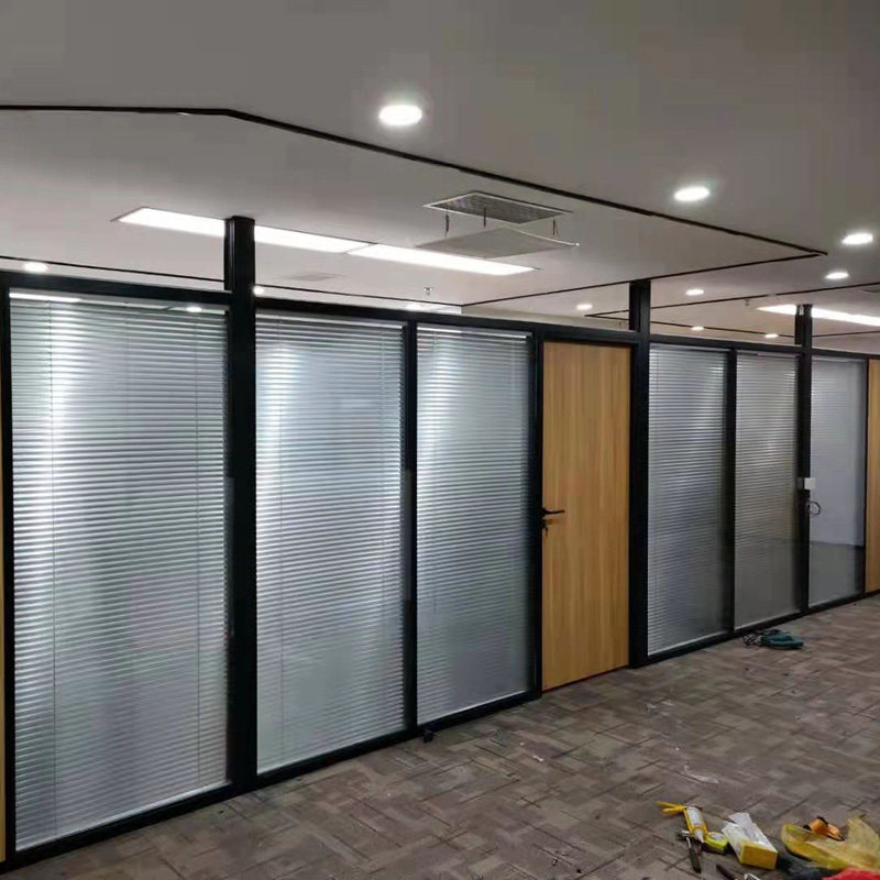厂家直销办公室高隔断办公隔断墙玻璃隔墙室内隔间百叶香港包安装