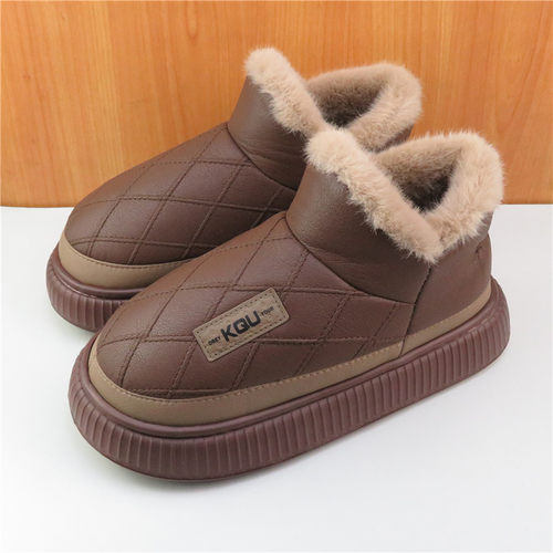 迎青春PU皮防水加绒保暖棉鞋